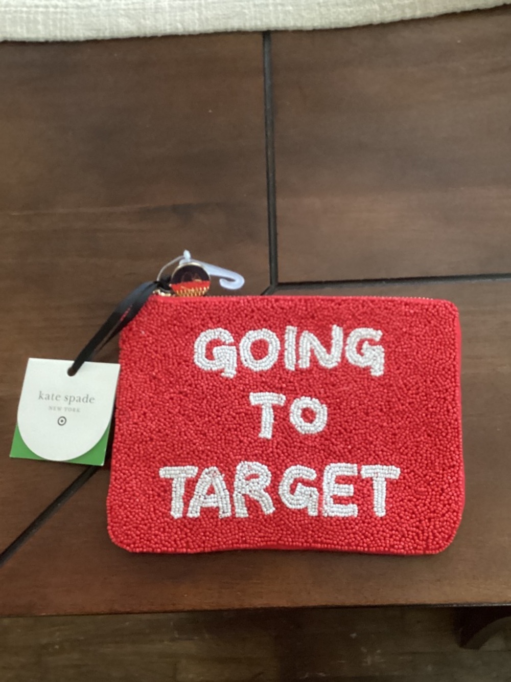 kate spade Red Beaded 'Going to Target' Zip Pouch